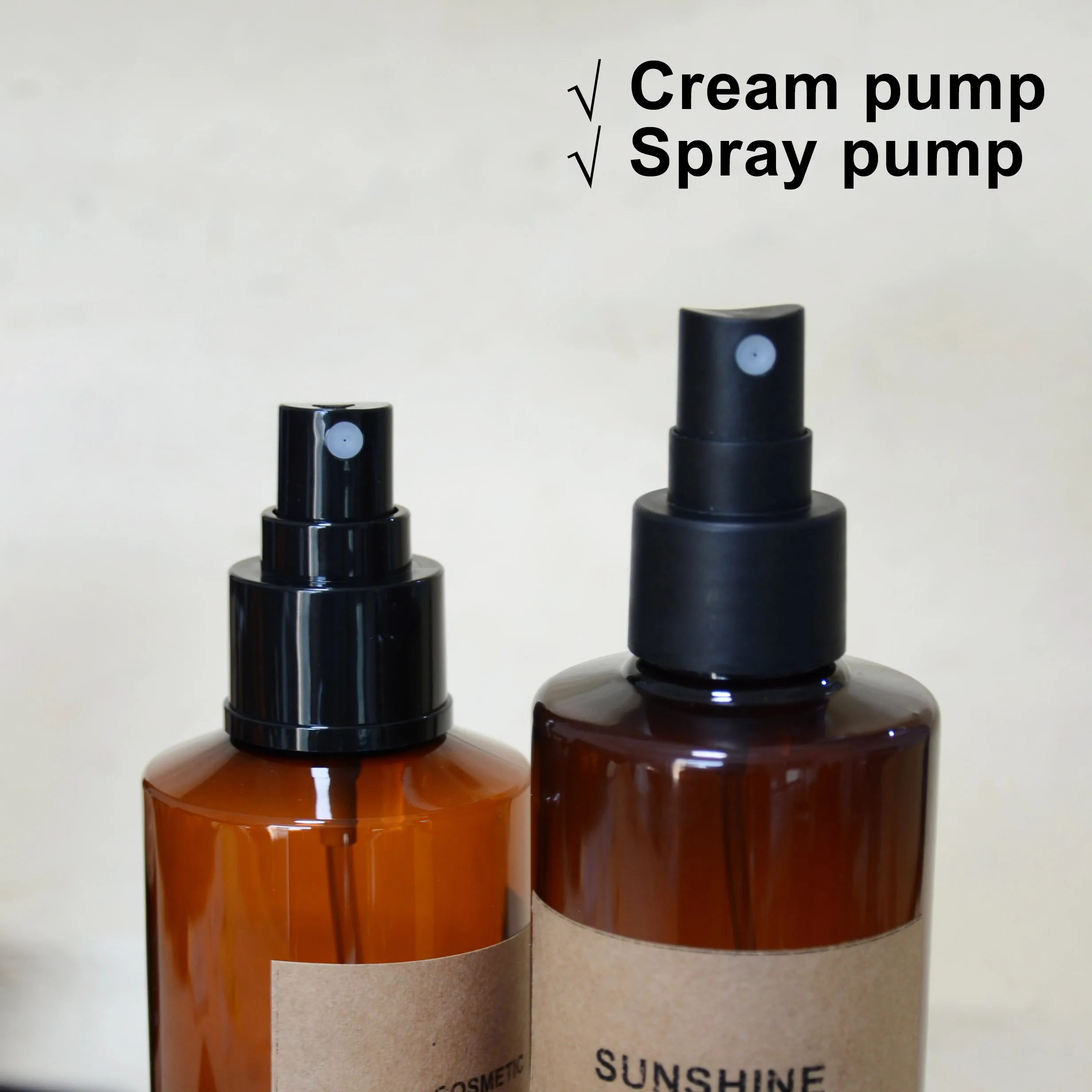 100ml 150ml 200ml Amber empty cosmetic packaging cosmet set recycled plastic bottles with pump for cosmetics