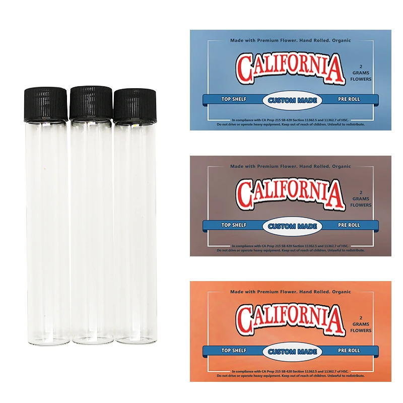 
Airtight Custom Label Empty Preroll Packaging Borosilicate Glass Childrenproof Tube Cartridges Packaging Glass Tubes 