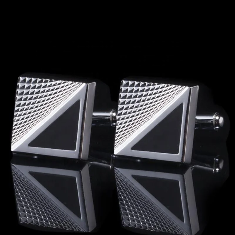 new arrival personalized square cross grain silver metal cufflinks for men