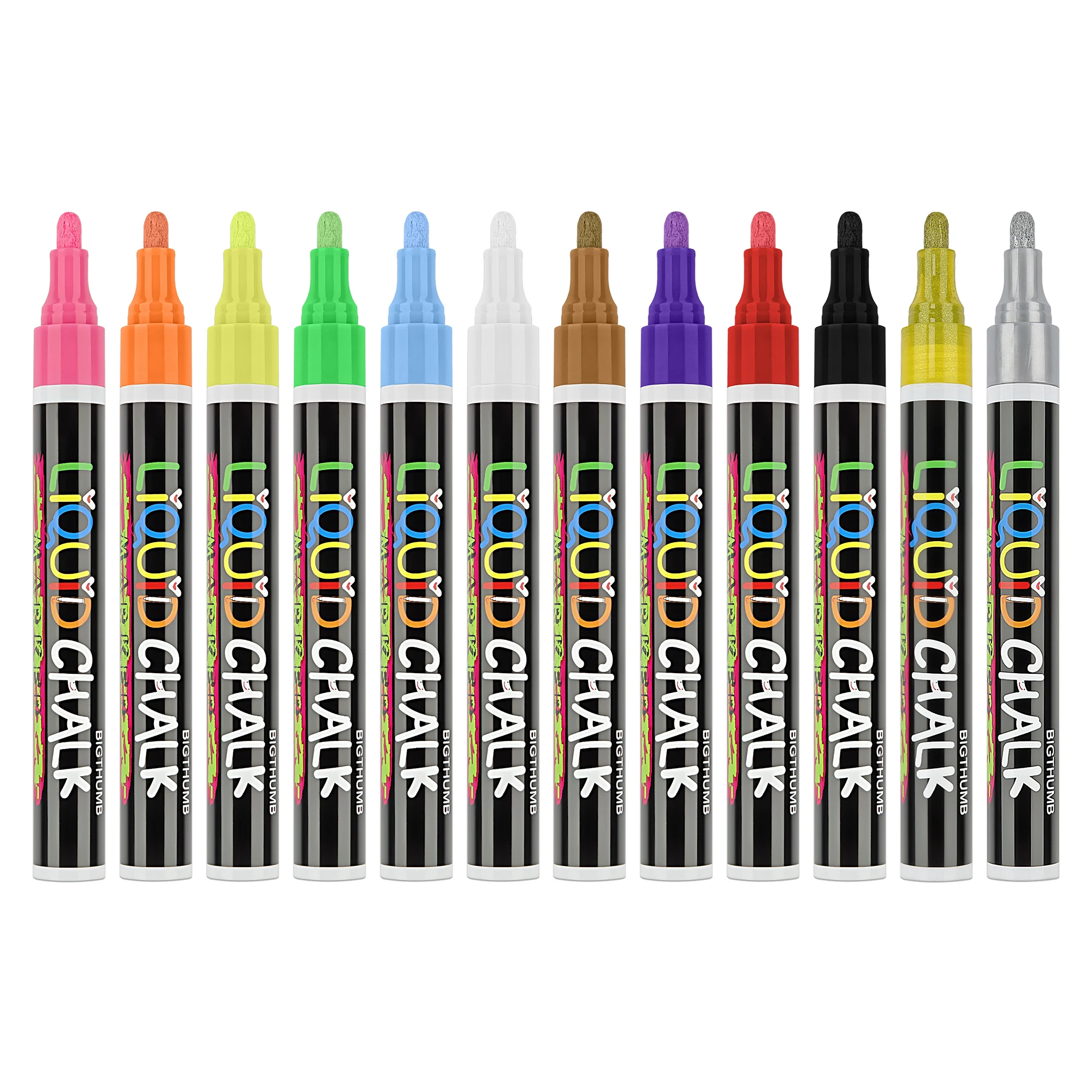 Hot Sale 12 Colors Erasable Chalk Markers for Chalkboards, Signs, Windows, Blackboard, Glass, Mirrors