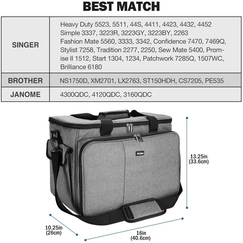 Universal Sewing machine Carrying Case Tote Bag for Most Standard Size Sewing Machine Brother