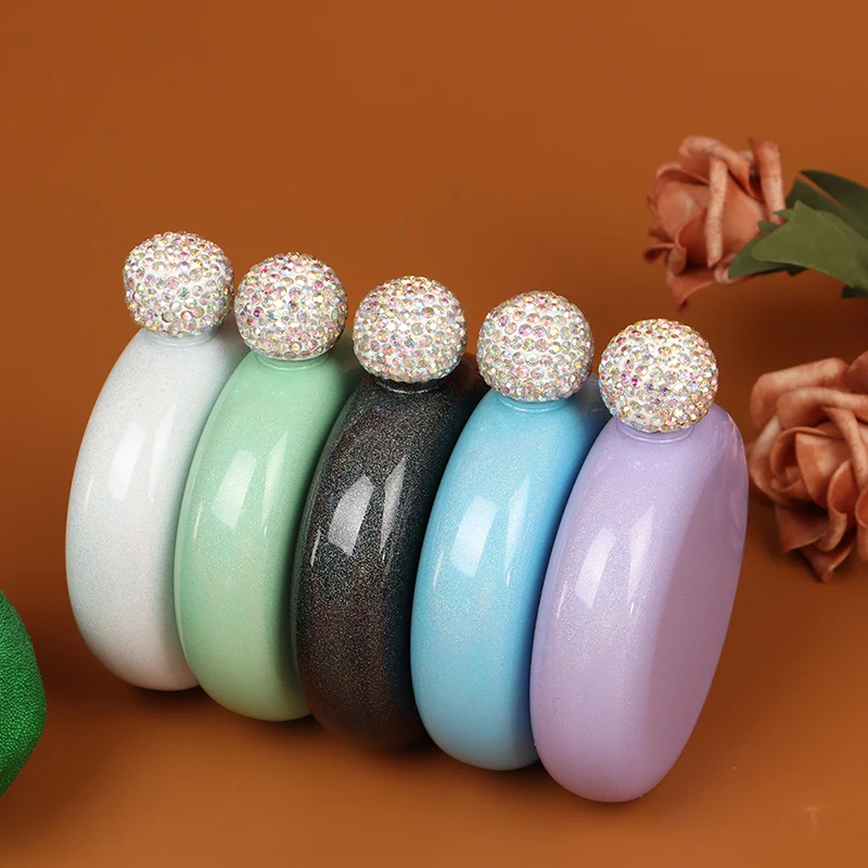 5 oz food grade creative round wine pot flagon portable stainless steel wine hip flask with shinny lid