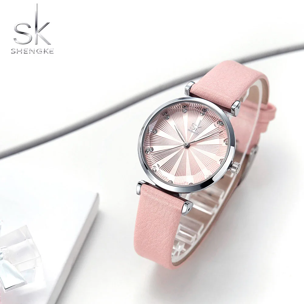 SK SHENGKE K0099 Luxury Quartz Watches Women Waterproof reloj para Mujer Fashion Ladies Leather Band Wrist Watch