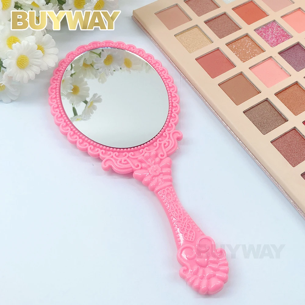 Wholesale Gold Custom Logo Women Kitty Gift Bag Oval Retro Hand Mirror Cosmetic Mirrors Vintage Pocket Hand Held Makeup Mirror