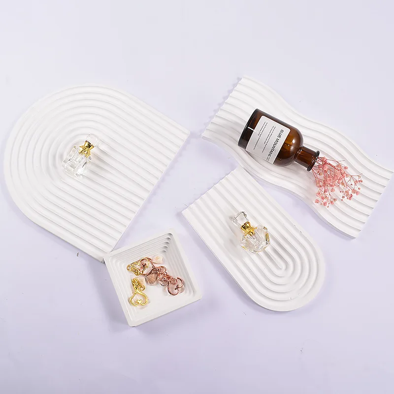 Z1483  Diy gum gypsum candle platform arch shaped wave terrace storage tray silica gel mold