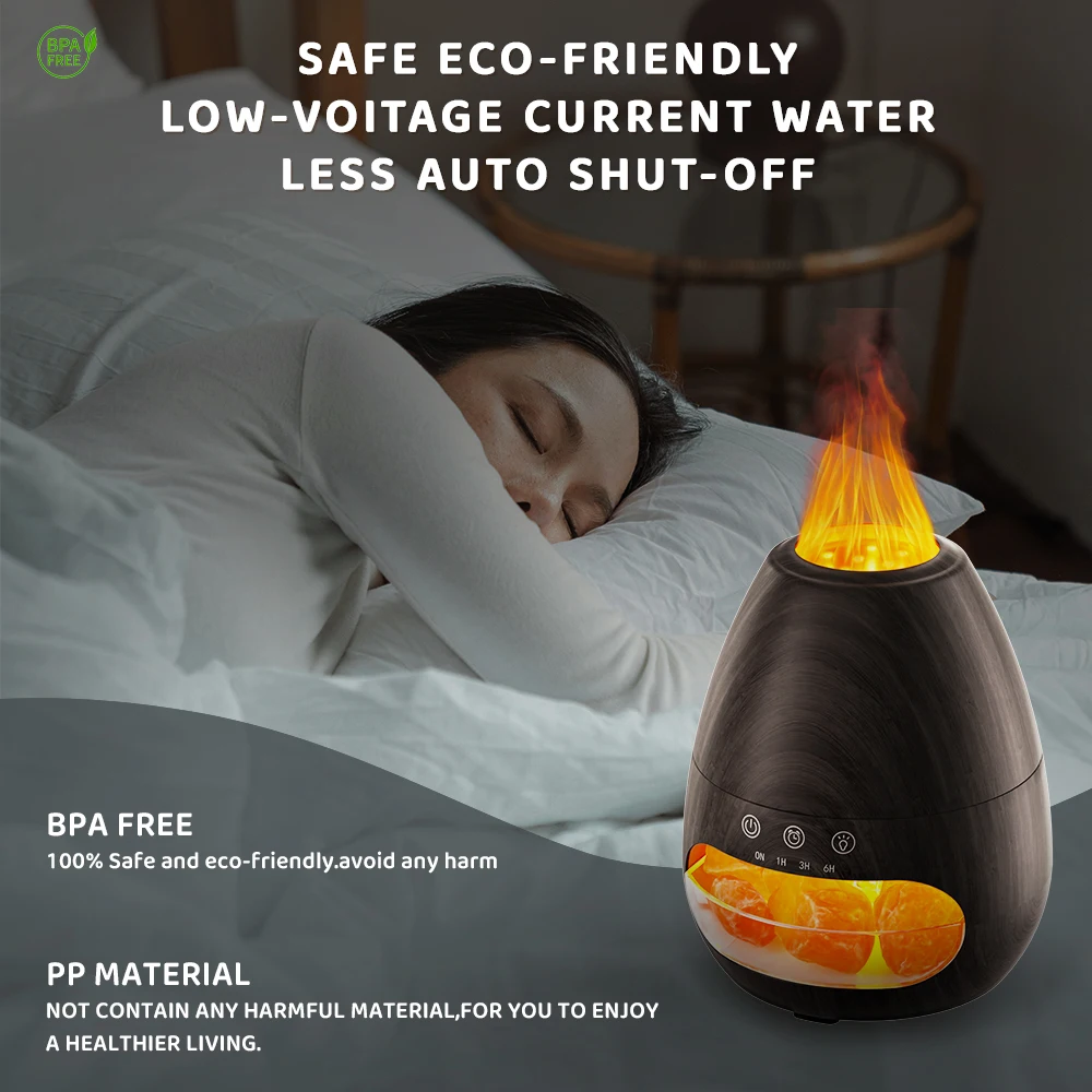 New 200ml Volcanic Aroma Diffuser 3D Firework Essential Oil Humidifier Depilated Flame for Household Use
