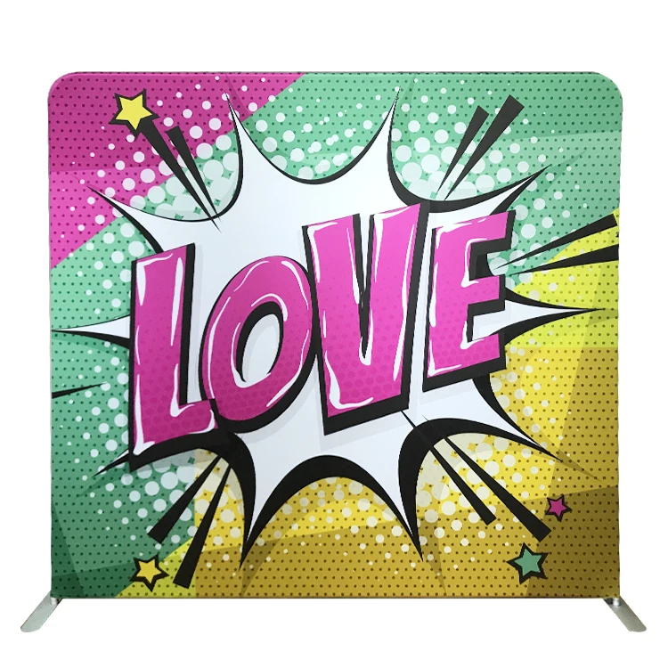 Factory price custom logo portable aluminum tension fabric display straight backdrop stand for wedding birthday party photograph