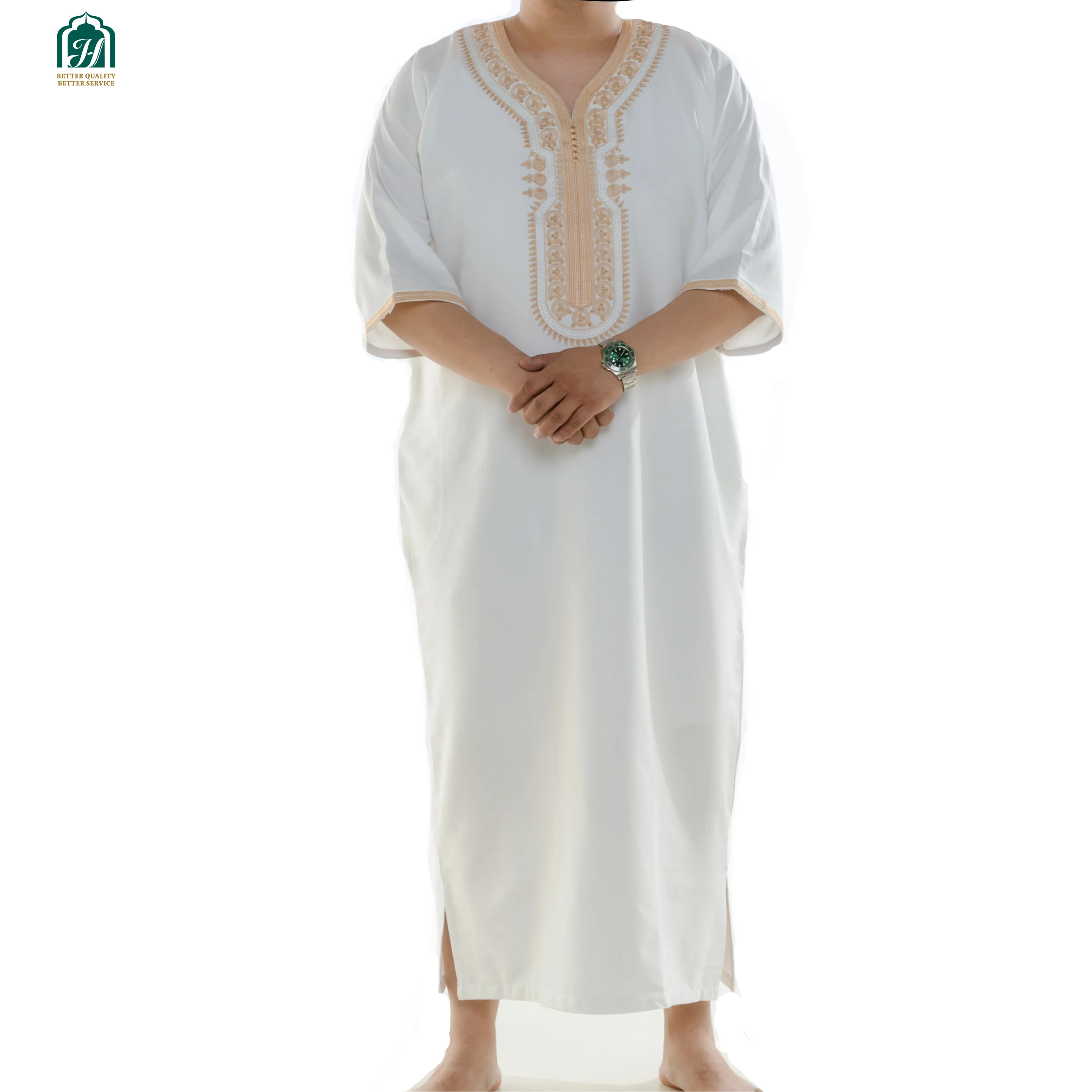 New Design High quality middle east khamis haramain Islamic Daffah moroccan men arab modest jubbah saudi dubai muslim thobe