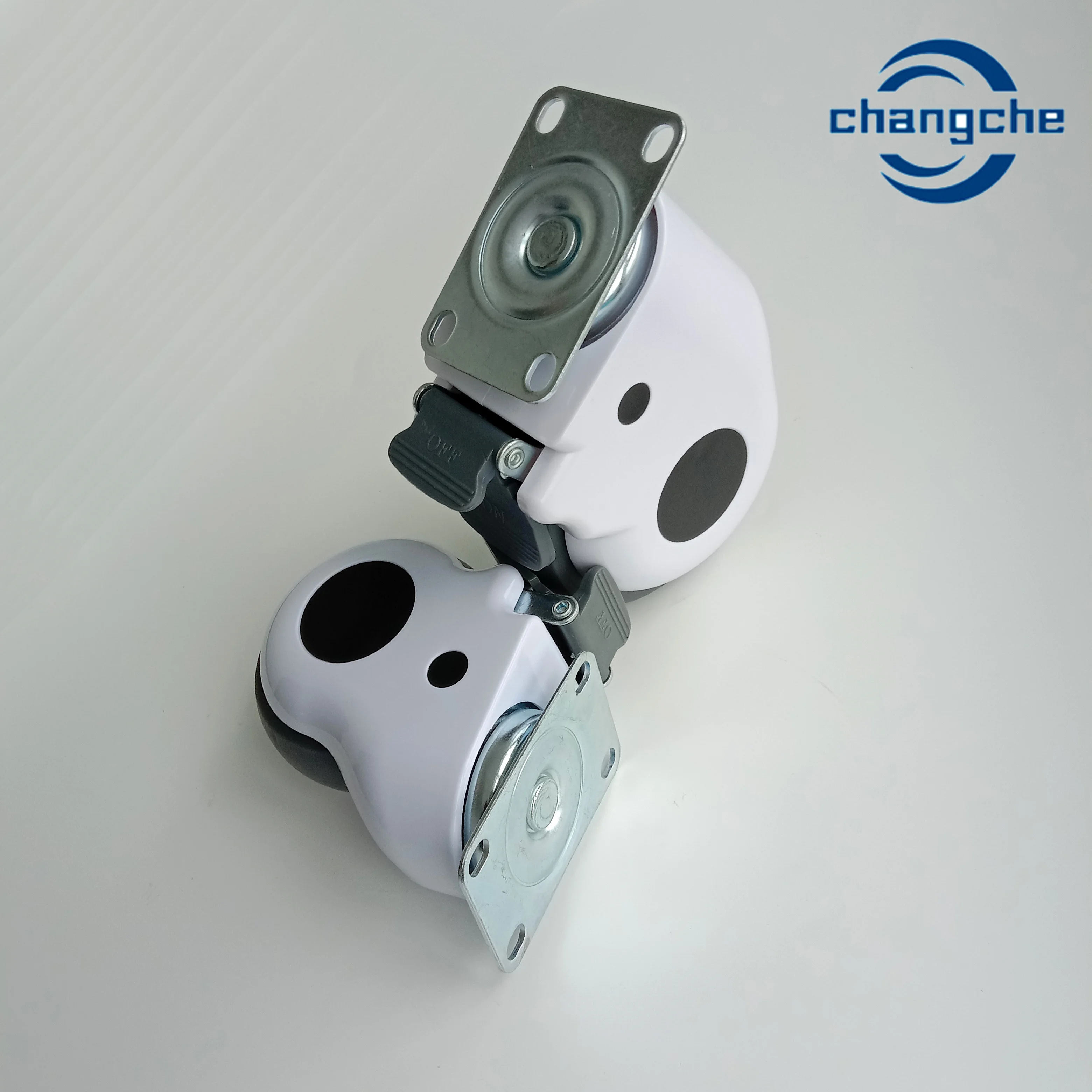 3/4/5 Inch Silent White PVC Medical Wheel Fixed Swivel Brake