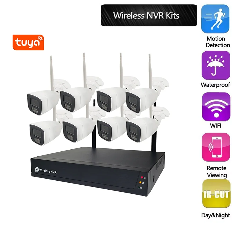 8CH 3MP 5MP Wireless Camera System NVR Alarm Kit For Apartment Flats WiFi Network Camera Two Way Intercom