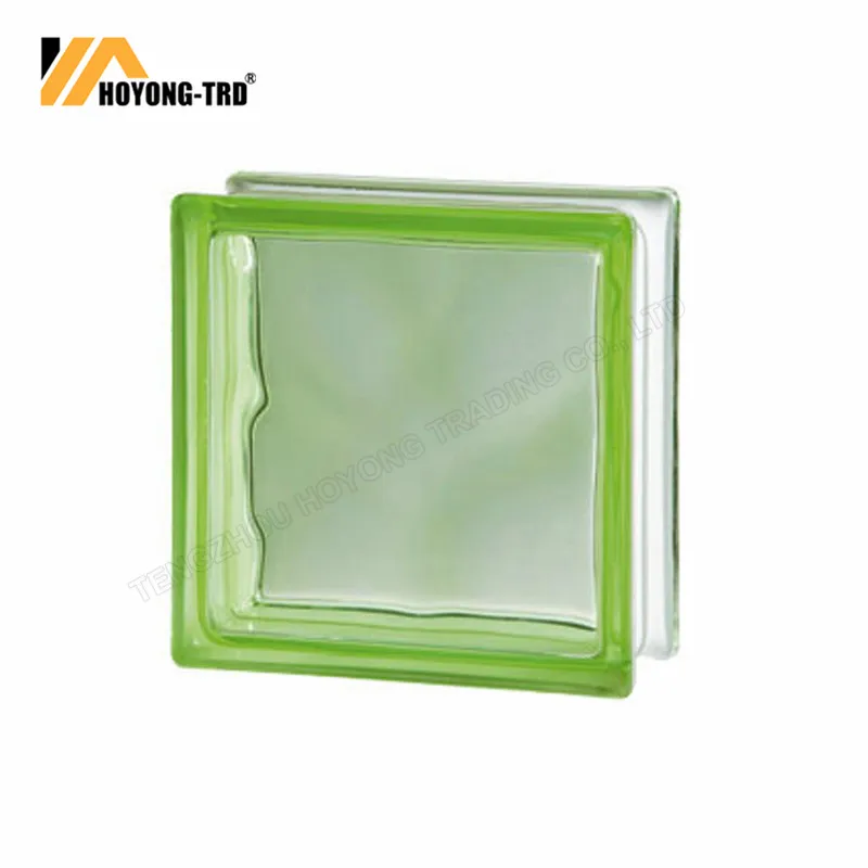 High Quality Decoration 190*190*80mm Crystal Side Colored Glass Block Brick