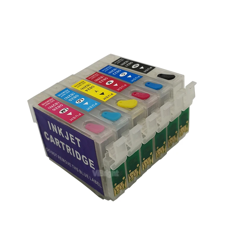 T0821N-6 Empty Refillable Ink Cartridge for Epson TX700/TX800/TX710W/TX650/TX810FW/TX820FWD/RX615/R270/R290/T50/T59/837  printer