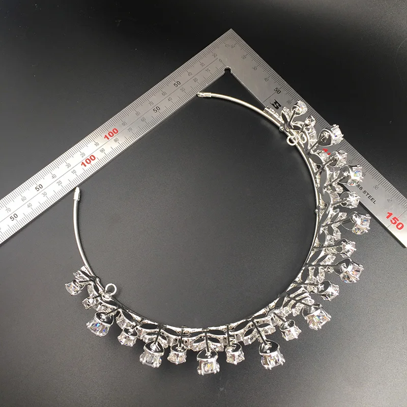 Queen Princess Cubic Zincon Bridal Flower Crown Tiara Vners Fashion Jewelry Copper Wedding Hair Crowns For Women BC3356