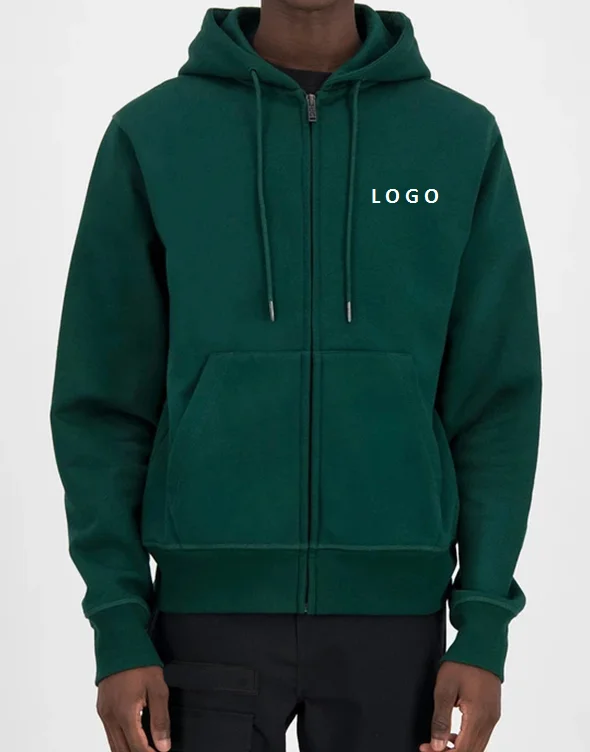 
High Quality Premium Full Zip Up Hoodies Custom Logo Heavyweight Embroidery Graphic Mens Cotton Zipper Hoodie For Men 