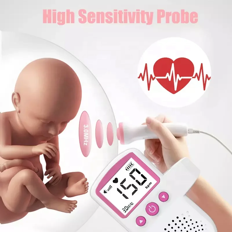 Portable Hospital Grade oem pocket fetal doppler baby heart rate beat monitor doppler