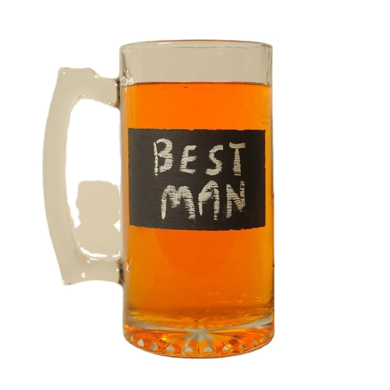 Factory wholesale 16oz custom beer mug decals classic customize glass beer cup with handle Thicken strong unbreakable beer mugs
