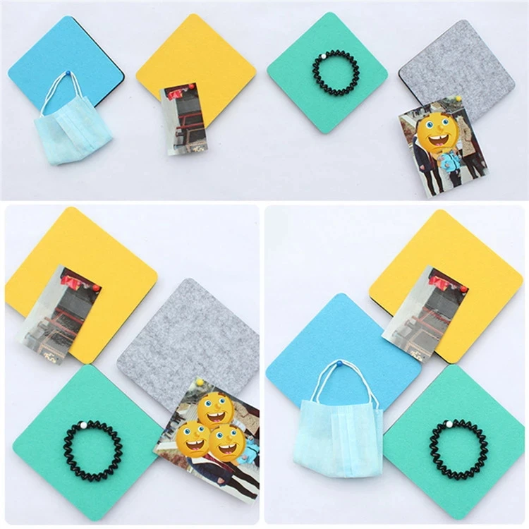 
Set of 6 Hexagon Felt Pin Board Self Adhesive Bulletin Memo Photo Boards Colorful Foam Wall Decorative Tiles with 6 Pushpins 