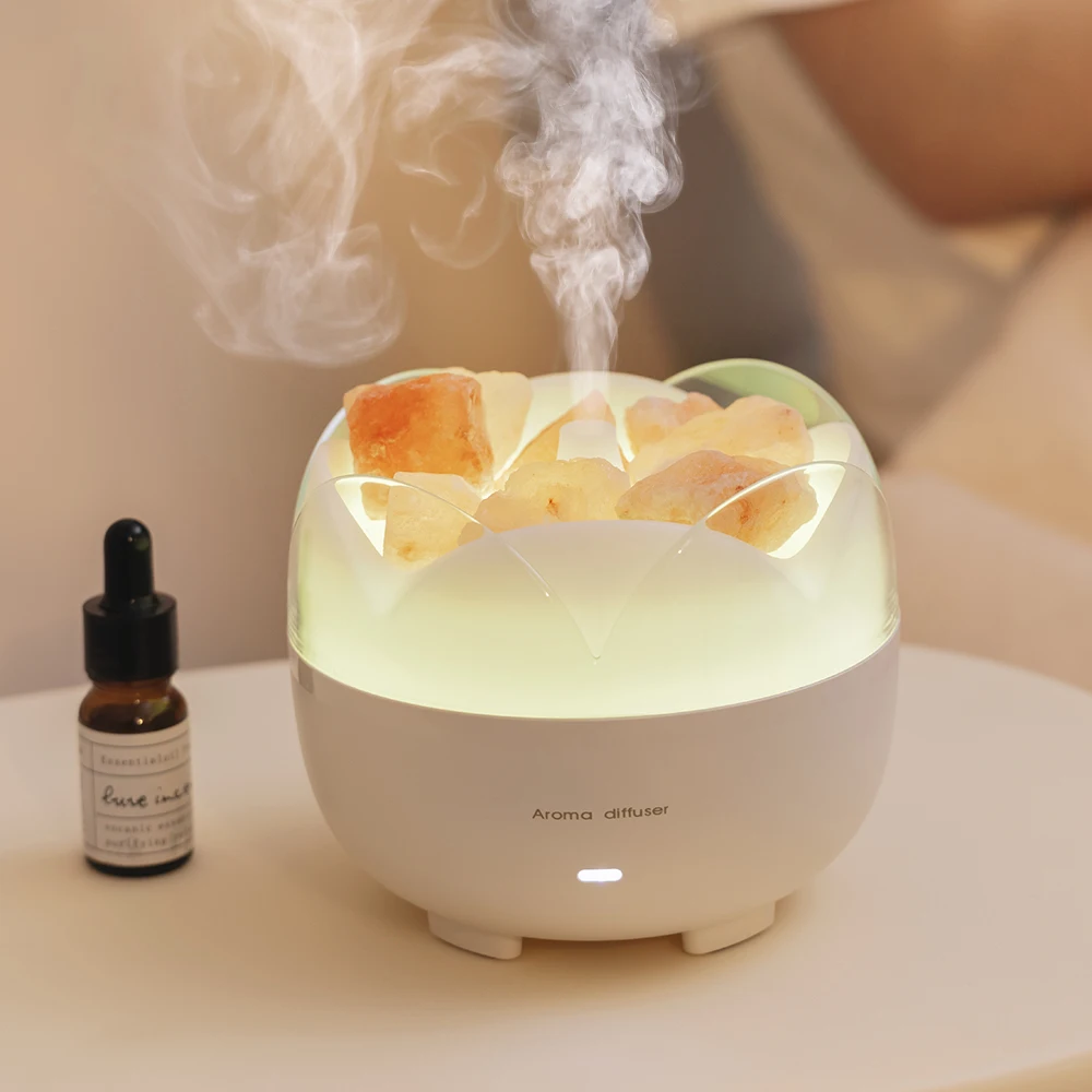 250ml Salt Stone Air Humidifier LED Lamp USB Essential Oil Diffuser Car Purifier Aroma Anion Mist Maker Oil Diffuser
