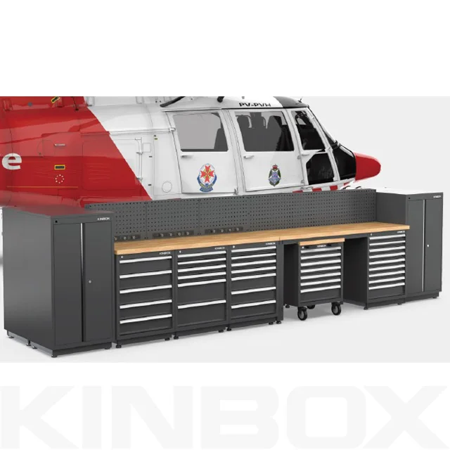 2020 Kinbox Pro Series Black 16 Piece Tool Cabinet Set for Car Repair Engineers/Garage Organization