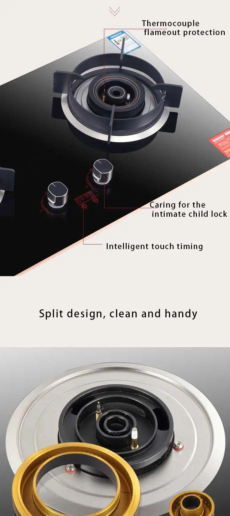 Home intelligent timing gas stove liquefied gas stove High-power flameout protection