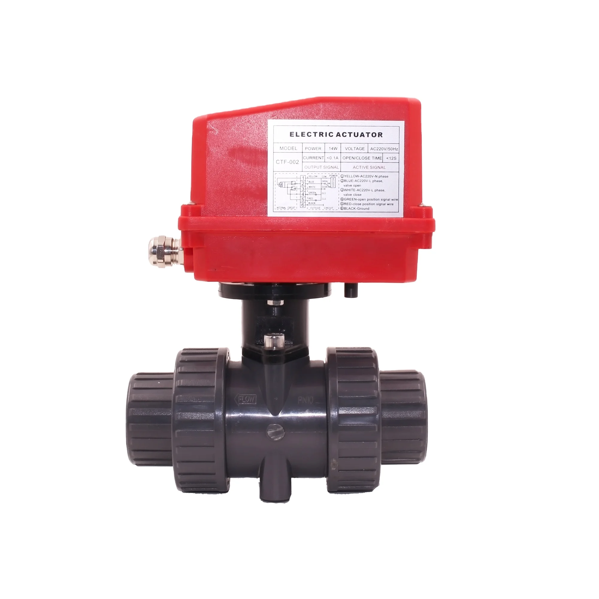 CTF-002 Electric Actuated Stainless Teel Mini PVC 2-Way Motorized Ball Valve