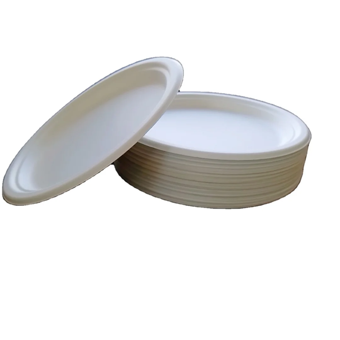 Экологичные белые одноразовые круглые бумажные контейнеры для тарелок, тарелка для пиццы, тарелка для ланча