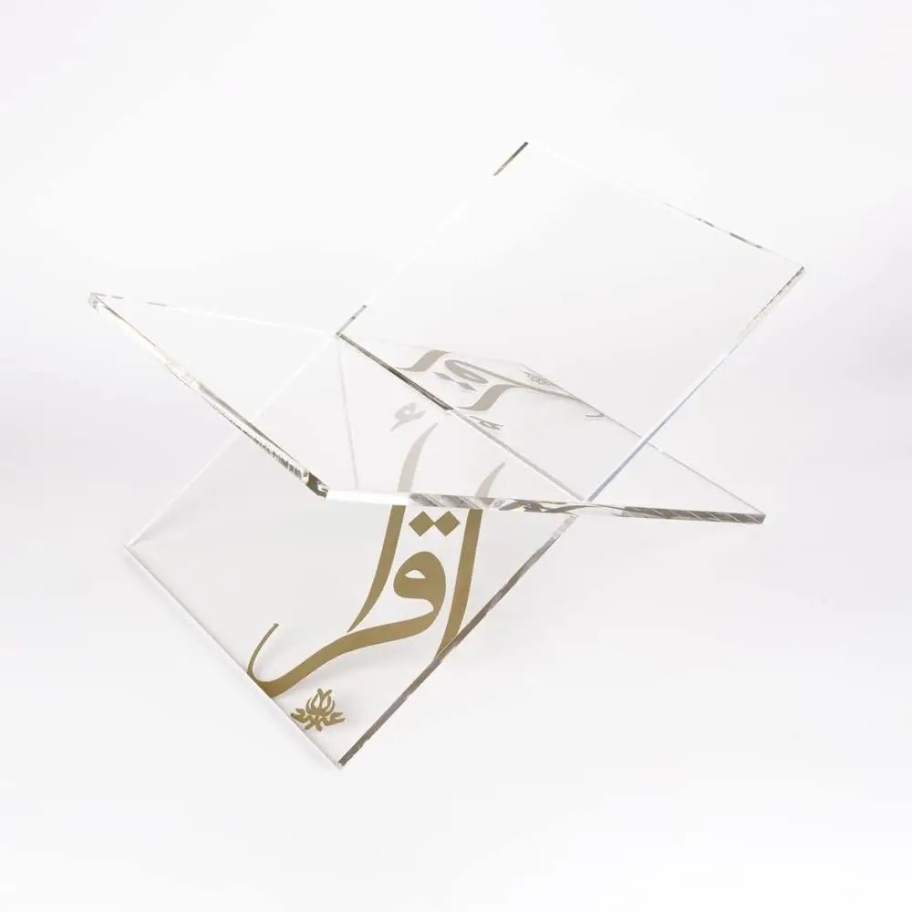 Custom X shaped Quran Stand Perspex Mini Display Easel Clear Quran Holder Acrylic Book Stand