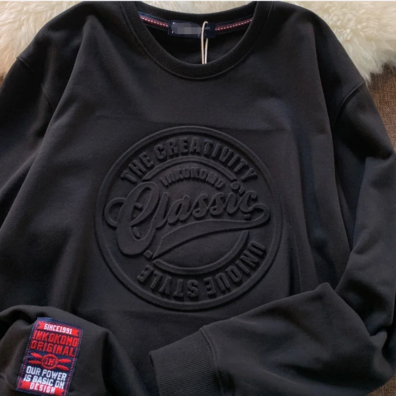 OEM sweatshirt 3D embossed hoodie crewneck 3D embossing hoodie wholesale Custom casual campus clothing customized logo