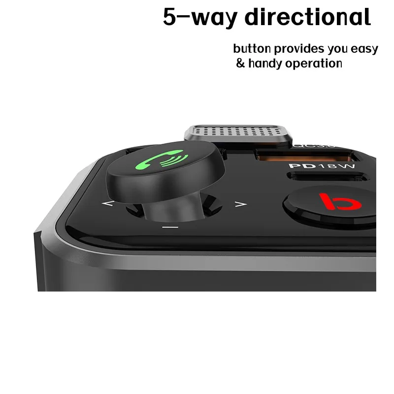 BT23 Bluetooth Car Kit with Colorful Light 5 Way Directional Key Car Music Player Hifi Bass Wireless Bluetooth FM Transmitter
