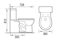LORY Cheap Bathroom Siphon Two Piece Inodoro Single Side Ceramic Siphonic Bathroom WC Pressure-assisted Toilet Bowl