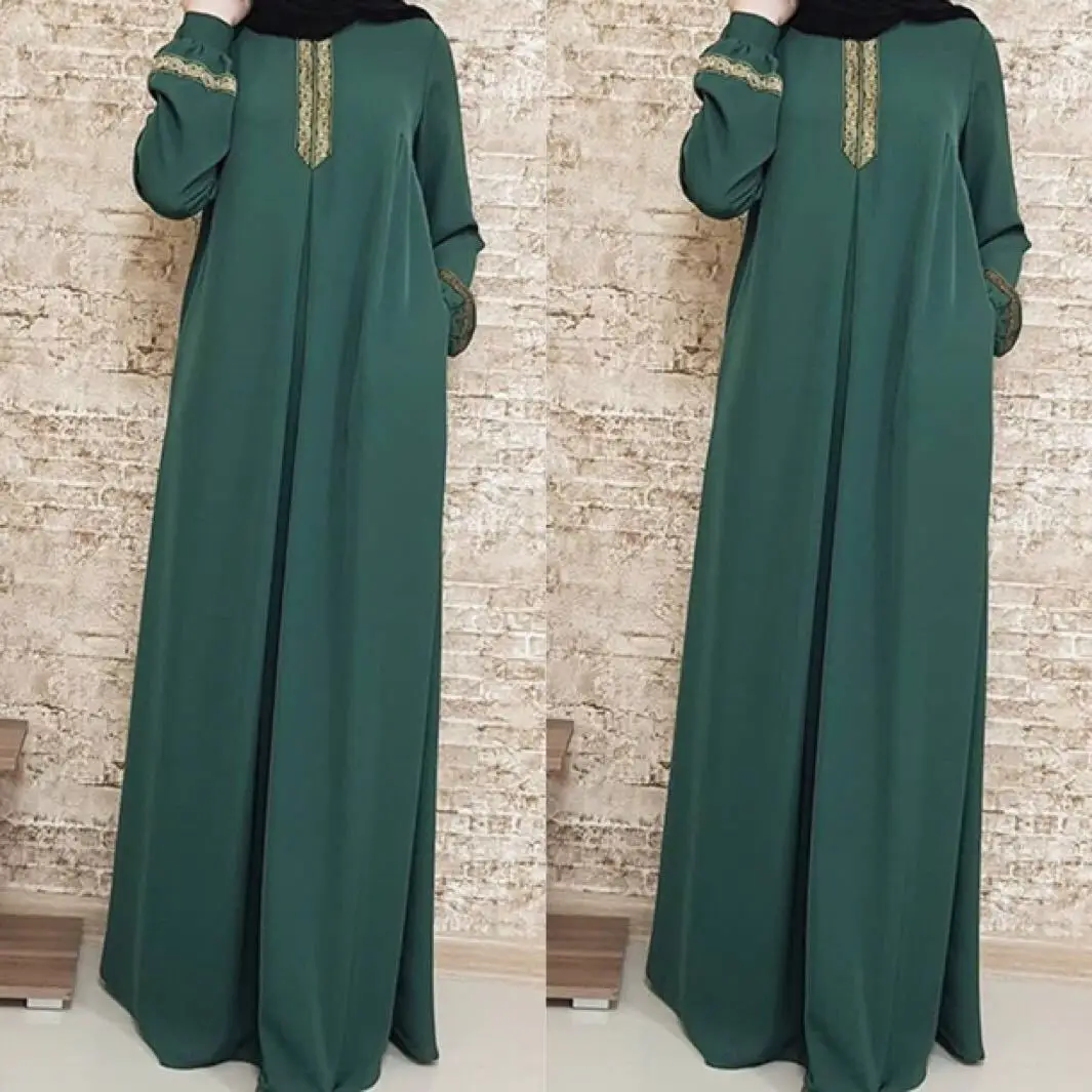 Hot-sale Large Size Printed Kaftan Long Casual Sleeve Plus Size Abaya Jilbab Maxi Muslim Dresses For Women Lady