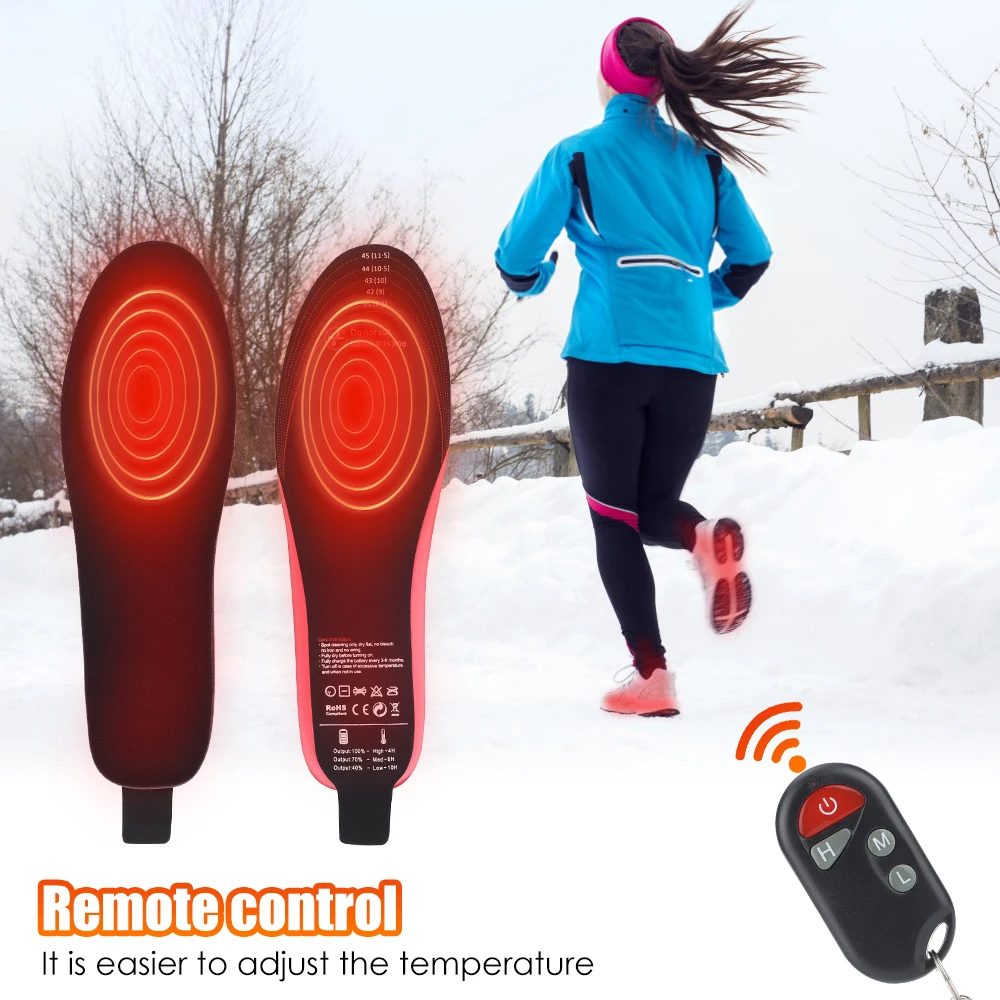 Wireless Rechargeable Heating Winter Foot Warmer Remote Control Electric Heated Shoe Insoles