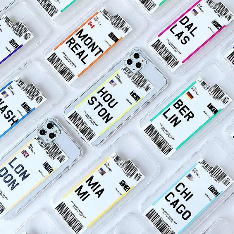 Creative World Country Label Air Tickets Soft Silicone Shockproof Anti-fall Phone Case For iphone 12 Pro Max