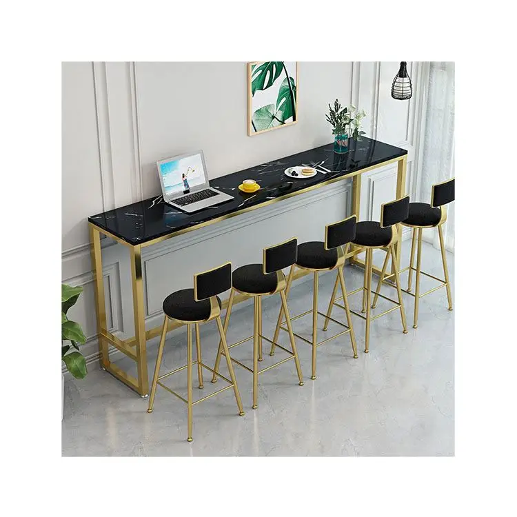 
Modern Portable Counter Height Wooden Long Kitchen Breakfast Pub Bar Tables And Stools Chairs Set 