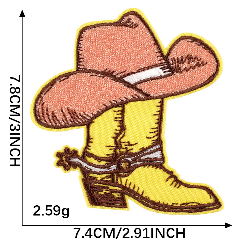 hot sale new style western cowboy flower boot design iron on fabric patch embroidery for clothes