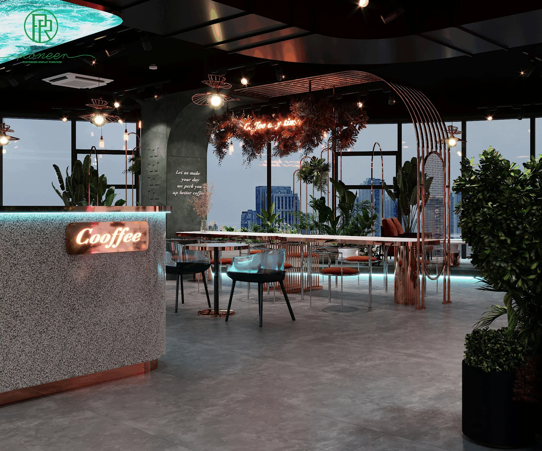 Marble Cafe Bar Counter Commercial Barista Counter Coffee Shop Counter with Modern Cafe & Bar Interior Design