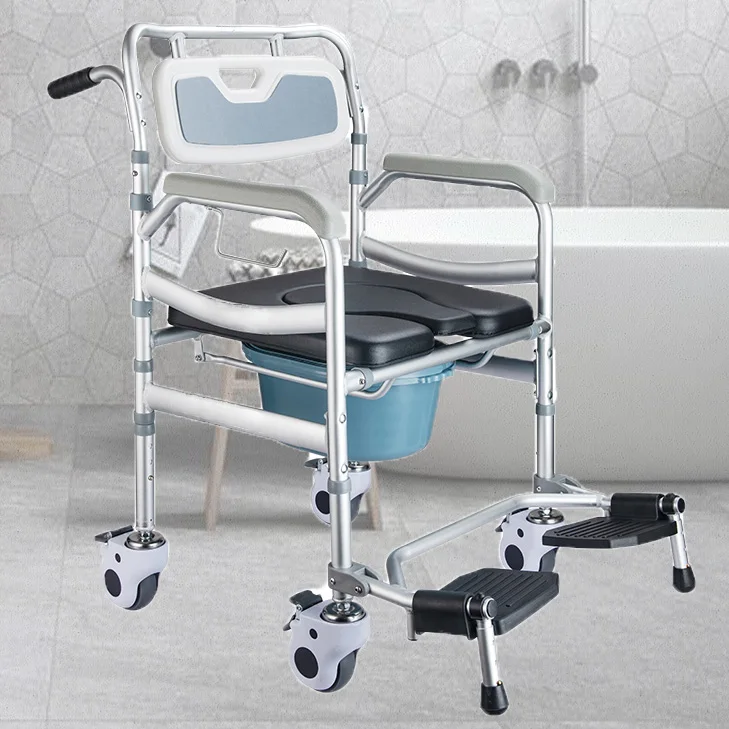 high quality hot sell Modern Comfortable Medical Aids Rolling Shower Chair Commode Chair