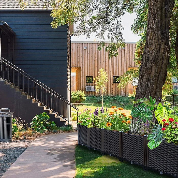 Versatile Space-saving Plastic Planting Box with Water Storage Design Lightweight Portable Raised Garden Bed for Outdoor Plants