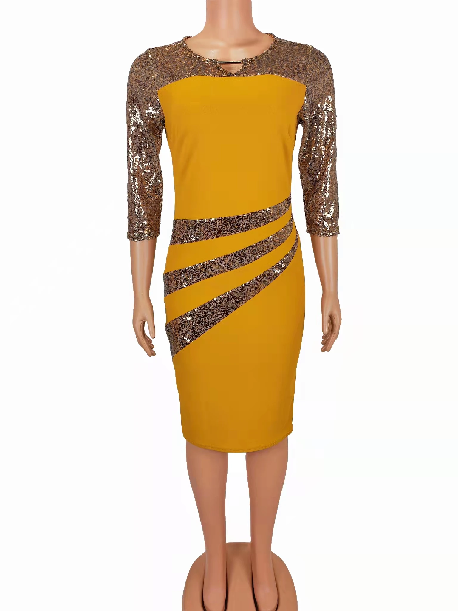 wholesale custom factory price O-neck Women Dresses Long Sleeves Slim Hip wrapped african Pencil Plus Size Office Lady Dress