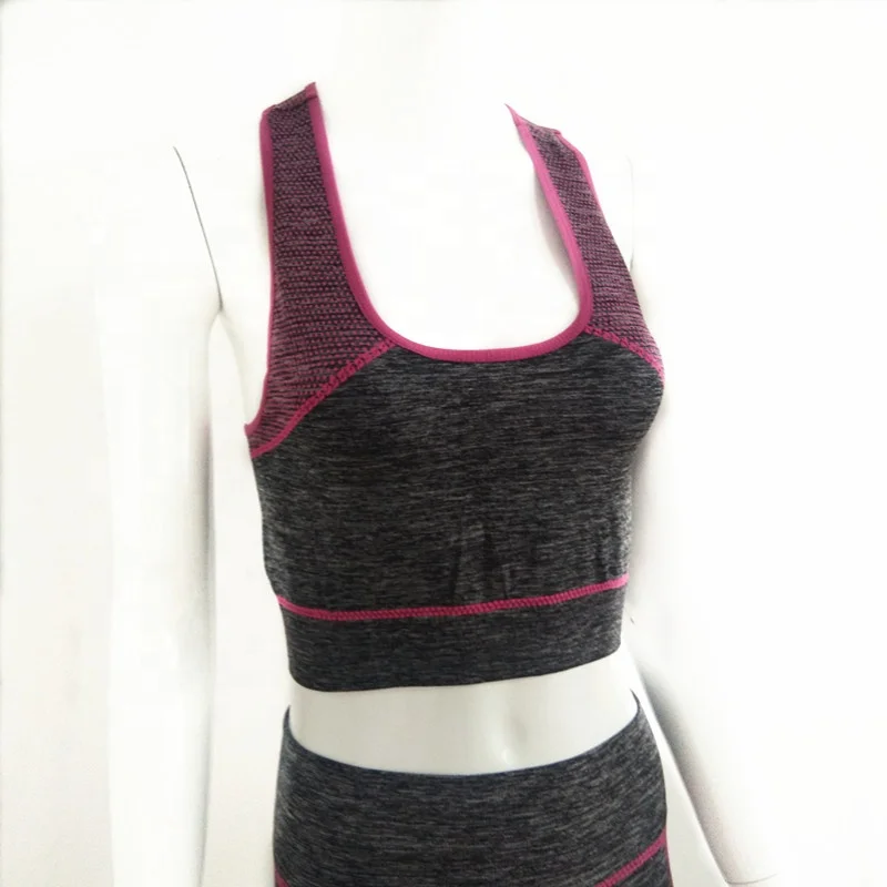 
Ladies seamless knitted top bra legging sports wear fitness clothes sexy yoga wear set 