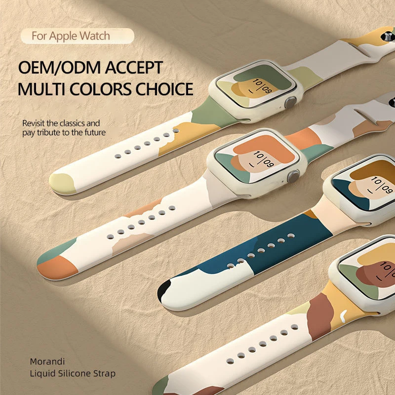 Custom Design Rubber Silicone Watch Strap Smart Watch Bands & Accessories Sports Band for Apple Watch i7 2 3 4 5 6 SE