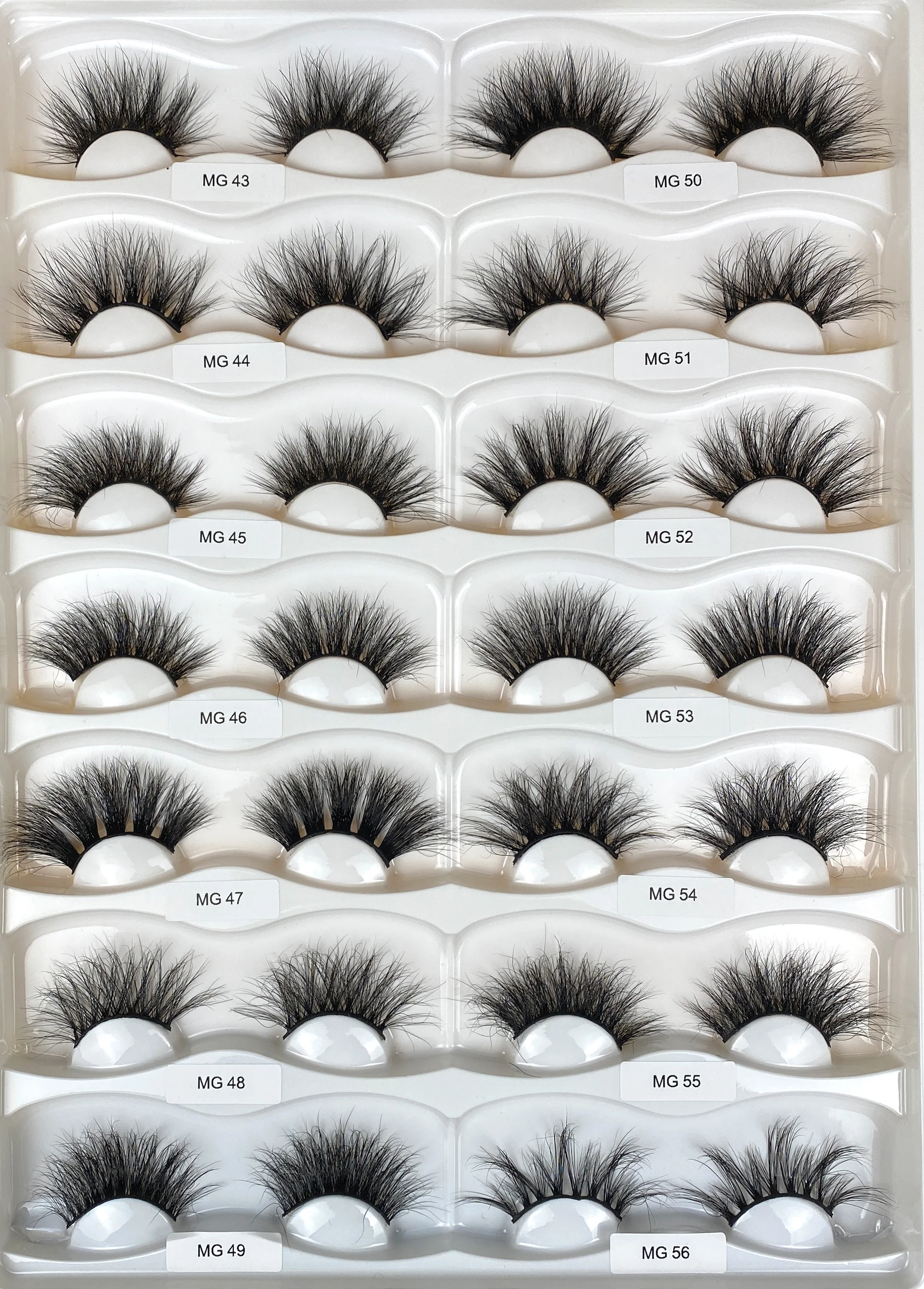 MG46 wholesale fluffy mink lash trays lashes3d mink wholesale vendor 25mm mink eyelashes