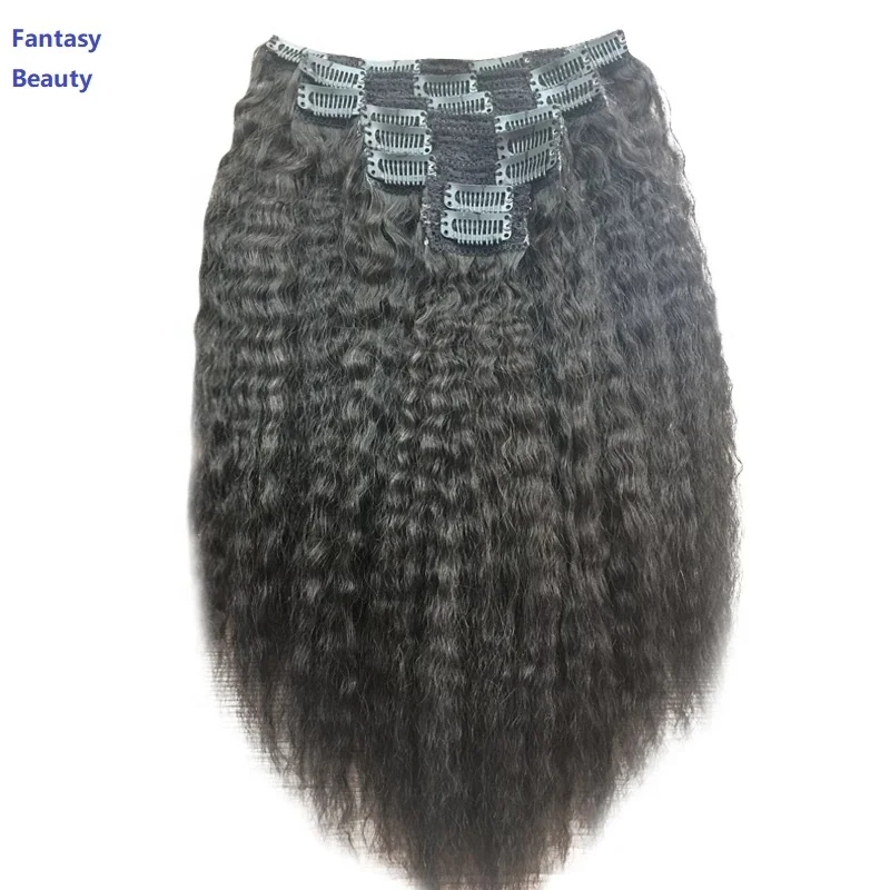 1B27 1B30 Ombre Kinky Straight  Clips In  Human Hair Extension Yaki Clip Ins 100% Brazilian Virgin Hair For Black Women