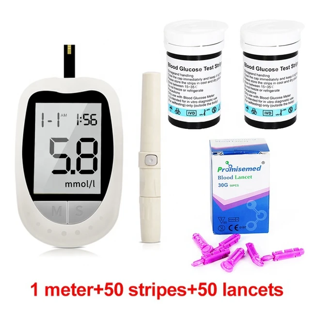 50 Test Strips 50 Lancets Needles Blood Sugar Meter Mg/Dl Mmol Code Free Diabetes Kit Glucometer Digital Blood Glucose Meter