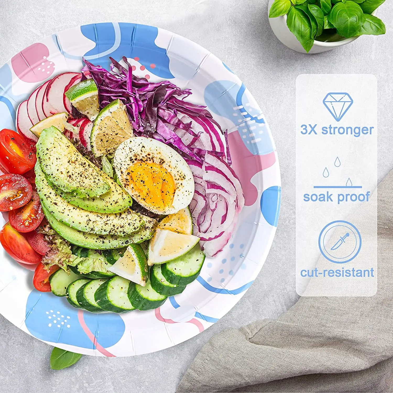 9' Disposable Tableware Set for Baby Shower Birthday Parties Gold Foil Printed Dinnerware Paper Plate and Plateware