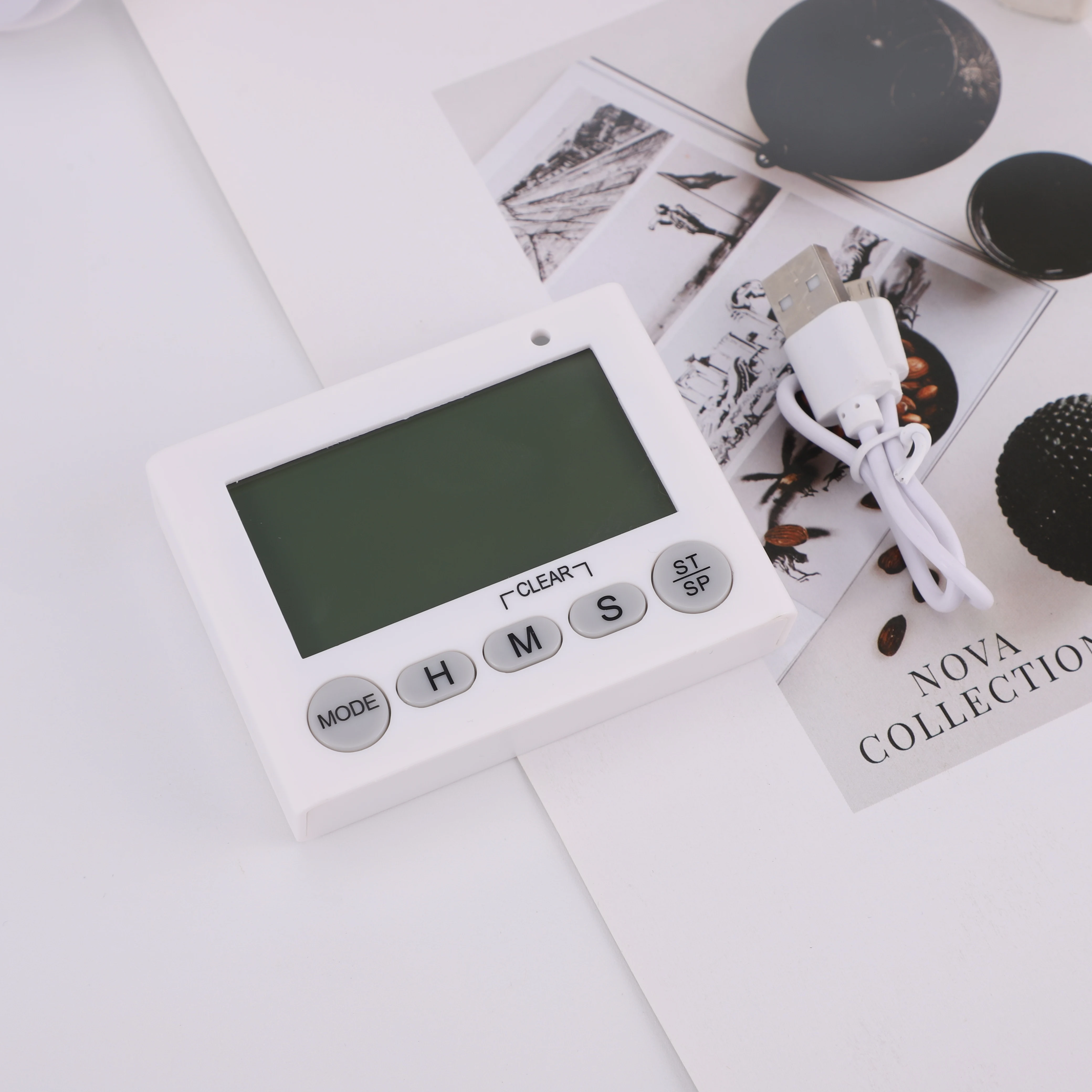 Chargeable USB Large Display Screen Kitchen Timer Digital Timer Square Cooking Countdown Alarm Remind Sleep Stopwatch Clock