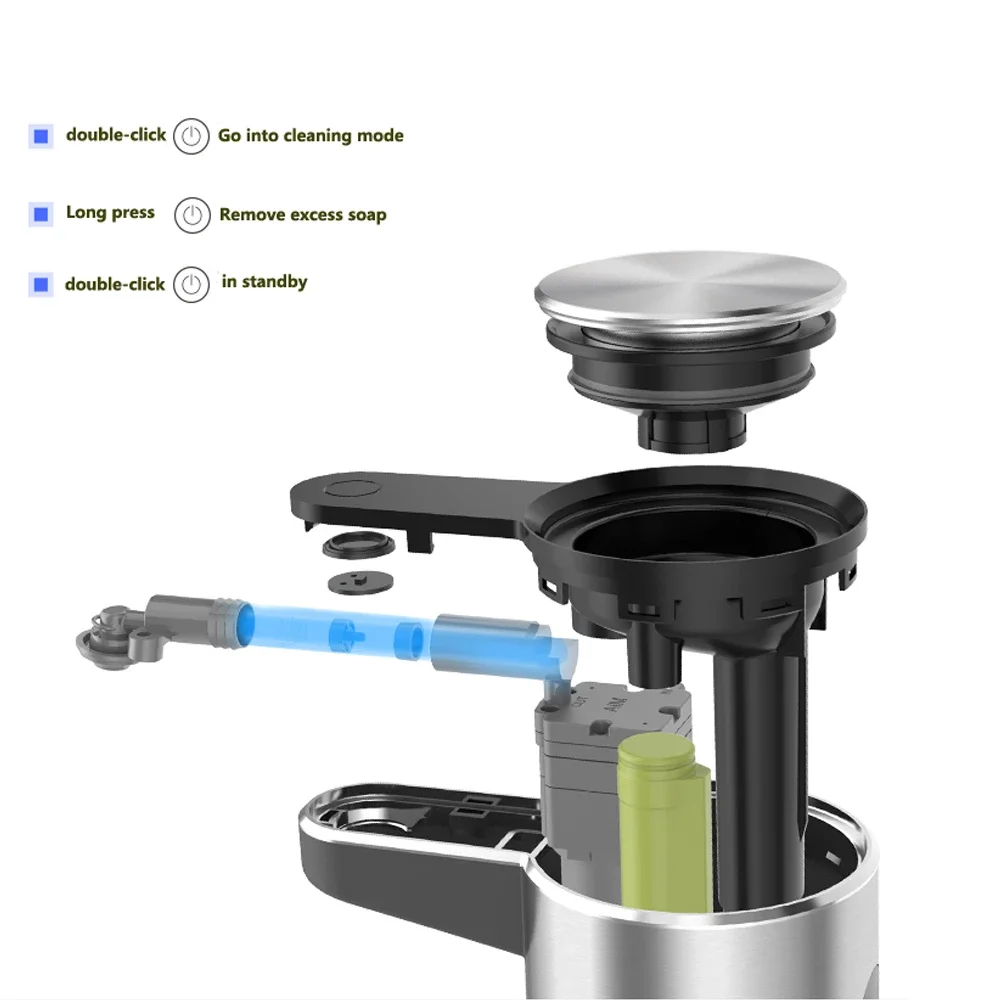 Premium Chrome Touchless Battery Operated Electric Automatic Soap Dispenser Adjustable Soap Dispensing Volume Control Dial