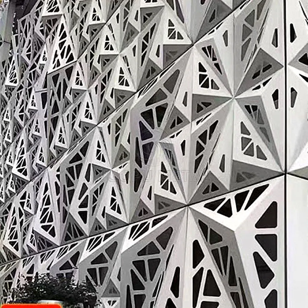 Building Facade Metal 3d Cladding System Aluminum Carved 3d Wall Covering Panels