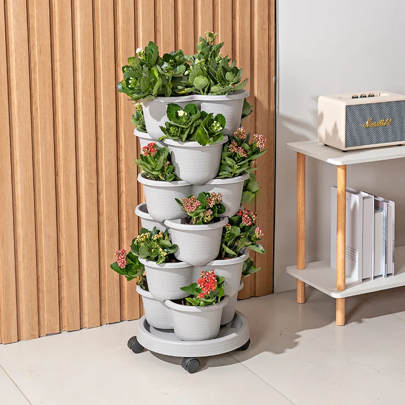 Planting Three-Dimensional Pots Can Be Hung With Multiple Layers Of Strawberry Pots Can Be Stacked And Three-Petal Flower Pots