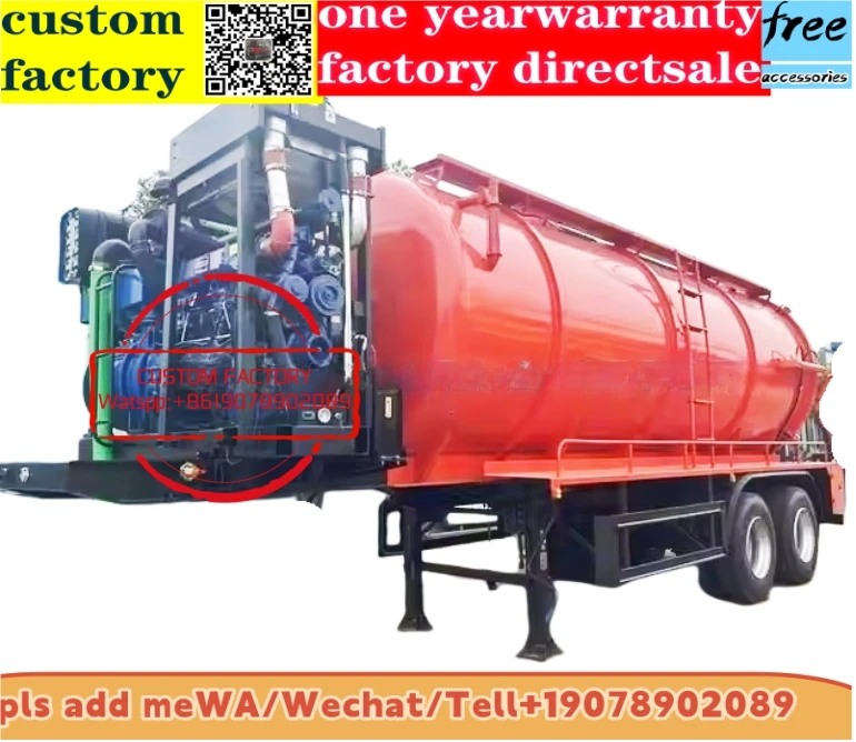 4x2 diesel sewage vacuum trailer manual 3-Axles Vacuum Sewage Suction Semi Trailer with vaccum pump